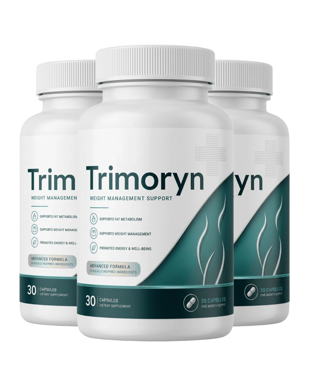 Three bottles of Trimoryn Weight Management Support capsules